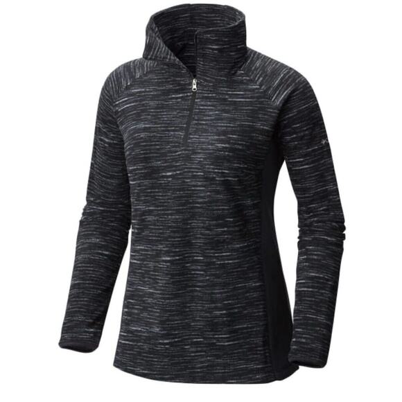 Columbia Sweatshirt Women's Medium Black Gray Glacial Fleece Pullover 1/4 Zip - Picture 1 of 10